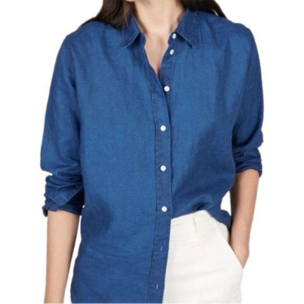 ✨Everlane Indigo Linen Button Down Sz 2 Shirt✨